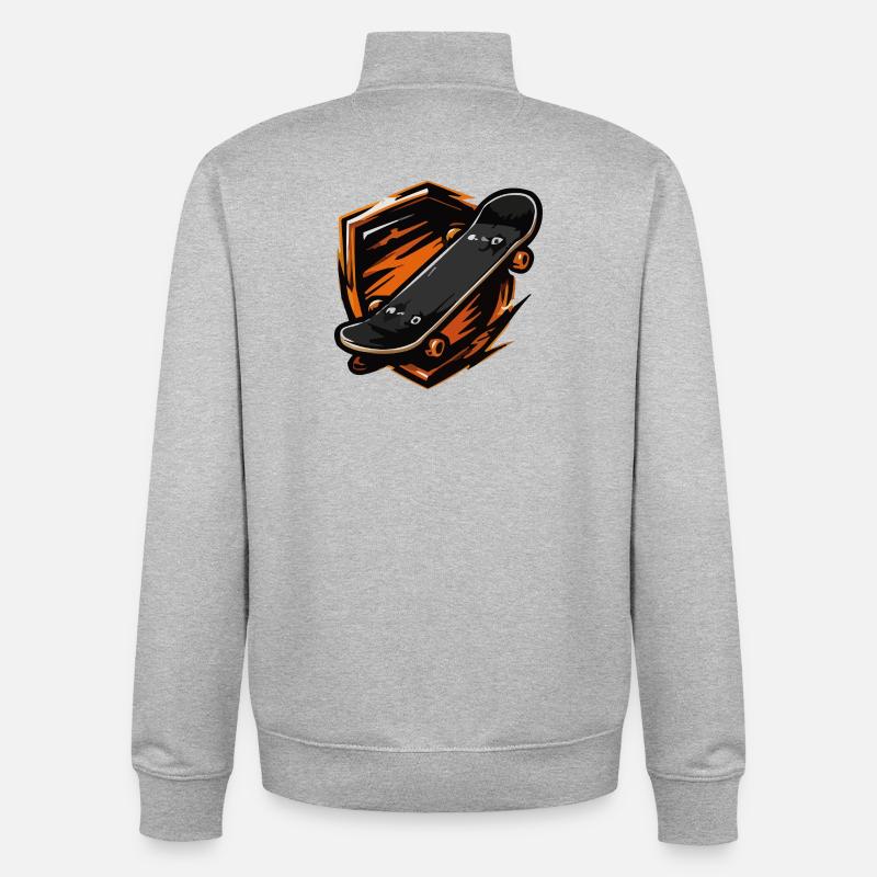 Flammendes Skateboard-Motiv - Unisex Organic Zip Sweatshirt von Stanley/Stella - Grau meliert