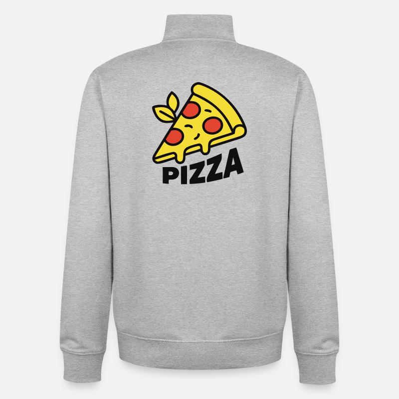 Pizza Piece Letting Italy Pizzeria - Sweat zippé unisexe en coton bio Stanley/Stella - gris chiné