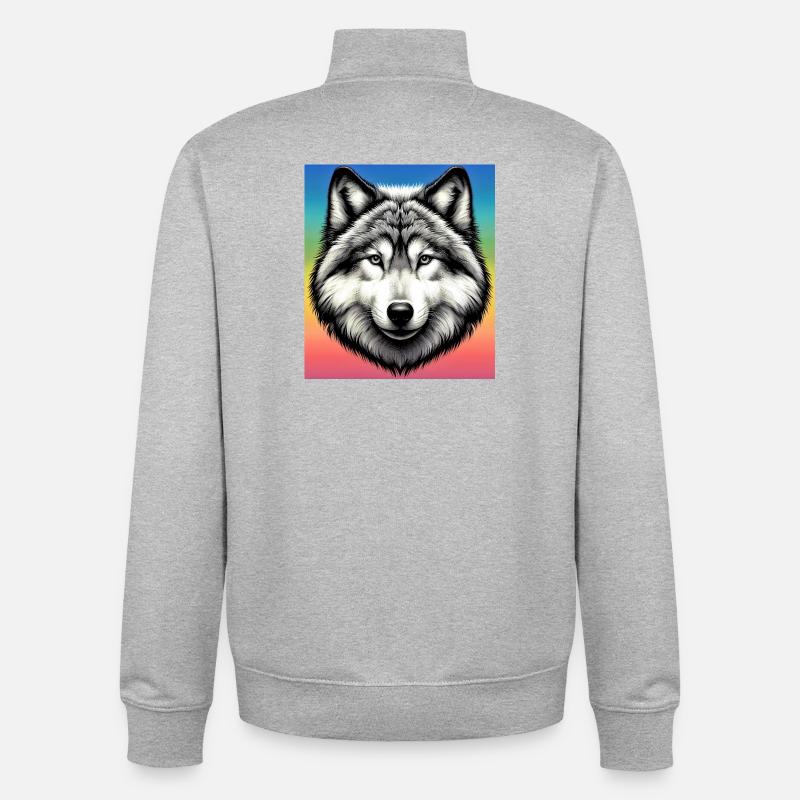 Wolf - Unisex Organic Zip Sweatshirt von Stanley/Stella - Grau meliert
