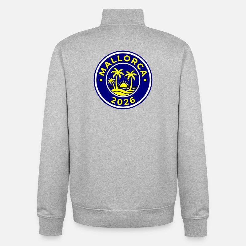 Mallorca 2026 Palmen - Unisex Organic Zip Sweatshirt von Stanley/Stella - Grau meliert