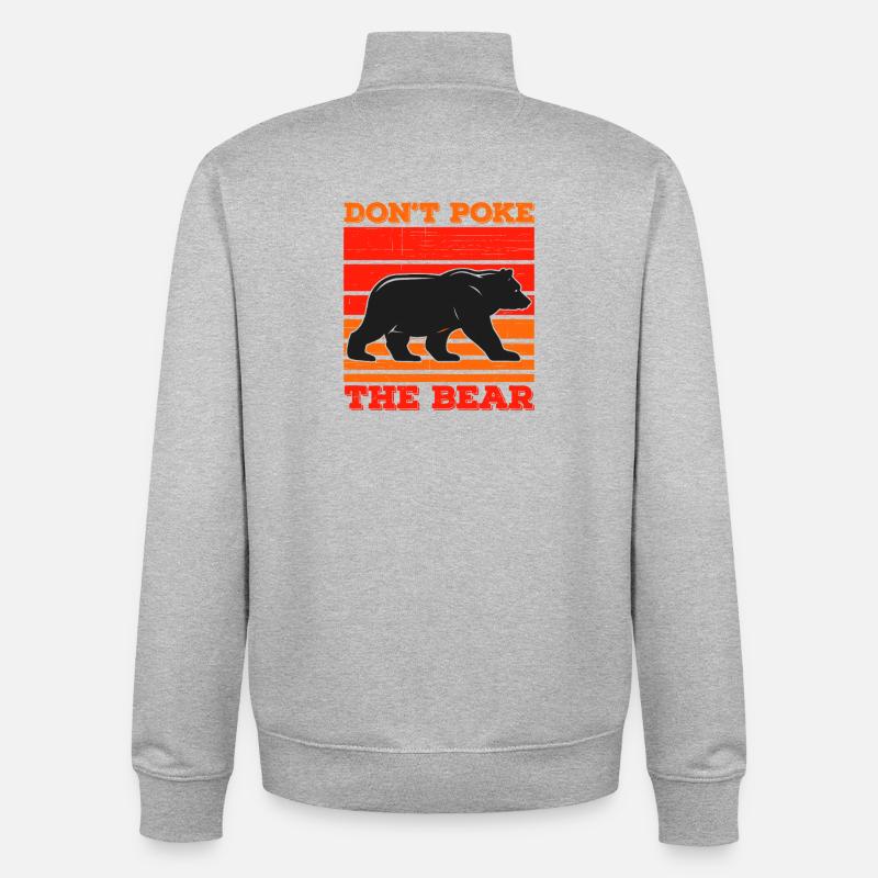 Ne Pas Taquiner L’Ours - Sweat zippé unisexe en coton bio Stanley/Stella - gris chiné
