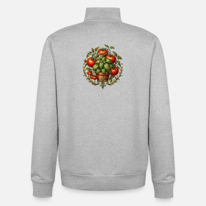 Tomatoes & Basil - Unisex Organic Zip Sweatshirt by Stanley/Stella - heather grey