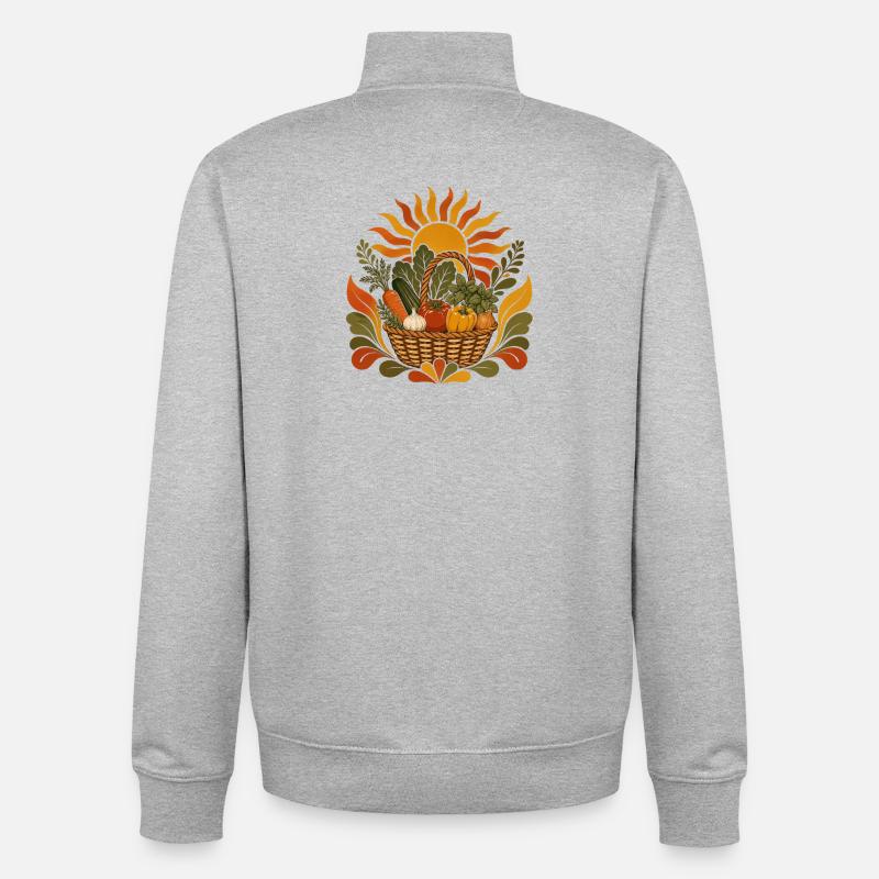 Panier de récolte d’été - Sweat zippé unisexe en coton bio Stanley/Stella - gris chiné