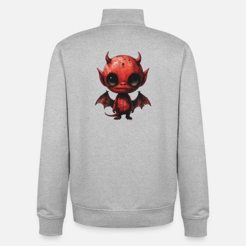 Creepy Cute Red Devil - Unisex Organic Zip Sweatshirt von Stanley/Stella - Grau meliert
