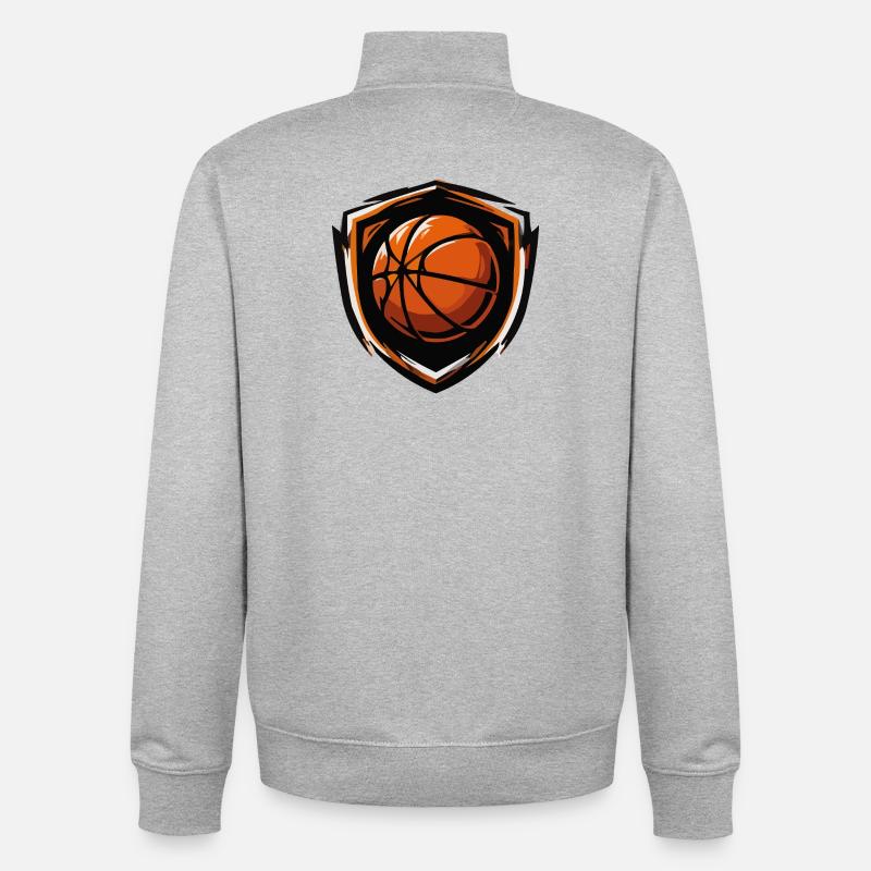Basketball Shield Emblem Orange - Unisex Organic Zip Sweatshirt von Stanley/Stella - Grau meliert