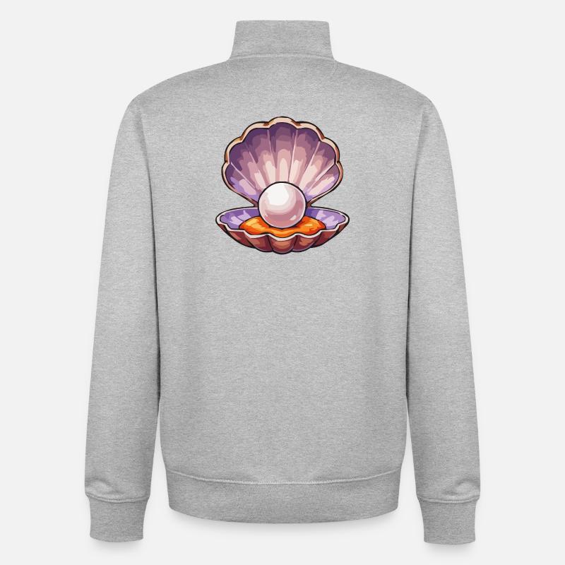 Perle irisée dans la coquille - Sweat zippé unisexe en coton bio Stanley/Stella - gris chiné