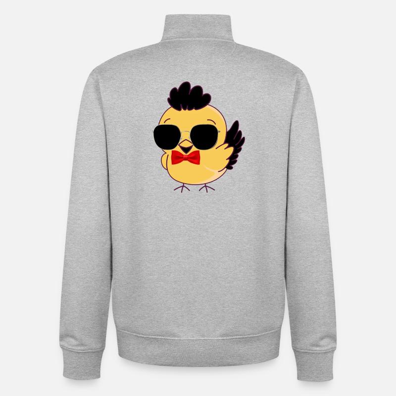 Poussin chic lunettes soleil - Sweat zippé unisexe en coton bio Stanley/Stella - gris chiné