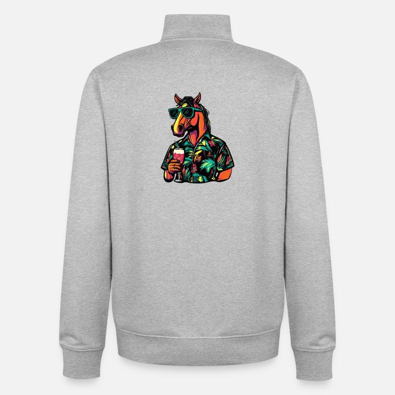 Horse Comic Summer - Unisex Organic Zip Sweatshirt by Stanley/Stella - heather grey