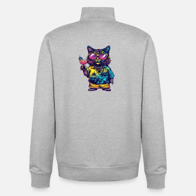 Katze Comic Sommer - Unisex Organic Zip Sweatshirt von Stanley/Stella - Grau meliert