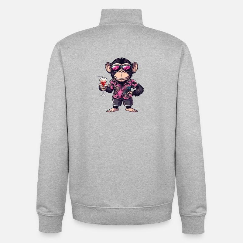 Monkey Comic Summer - Unisex Organic Zip Sweatshirt by Stanley/Stella - heather grey