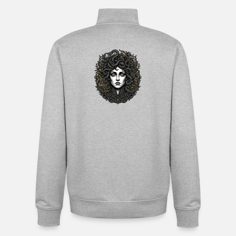 Couronne du Serpent de Méduse - Sweat zippé unisexe en coton bio Stanley/Stella - gris chiné