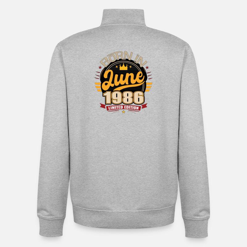 Geboren im Juni 1986 - Unisex Organic Zip Sweatshirt von Stanley/Stella - Grau meliert