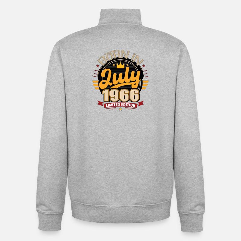 Born_in_July_1966 - Unisex Organic Zip Sweatshirt by Stanley/Stella - heather grey