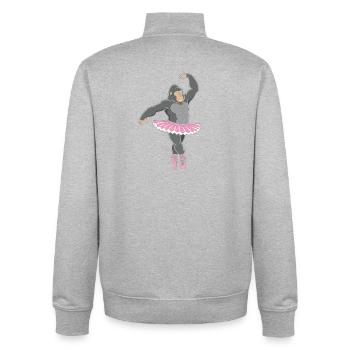 Gorilla im Pinken Tutu tanzt - Unisex Organic Zip Sweatshirt von Stanley/Stella - Grau meliert - Hinten - AI Model Male 185 light (185cm)