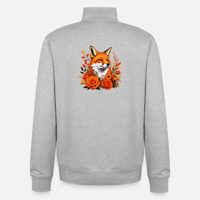 Fox in autumn rush - Unisex Organic Zip Sweatshirt by Stanley/Stella - heather grey