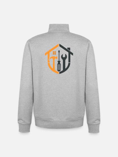 Caretaker Coat of Arms – Craftsman Logo - Unisex Organic Zip Sweatshirt by Stanley/Stella - heather grey