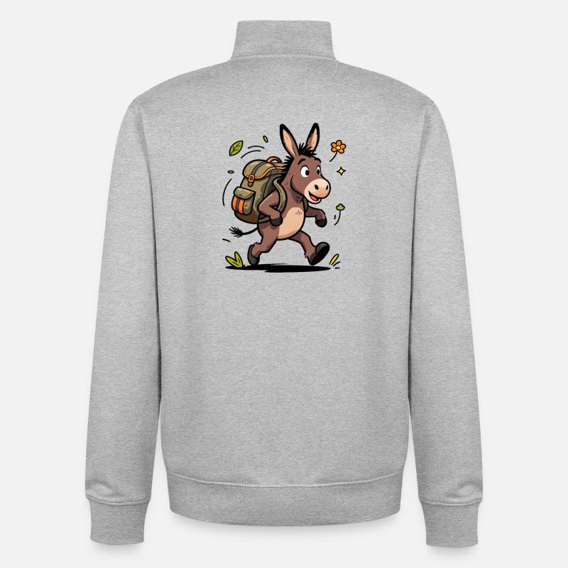 Eselwanderer-Abenteuer - Unisex Organic Zip Sweatshirt von Stanley/Stella - Grau meliert