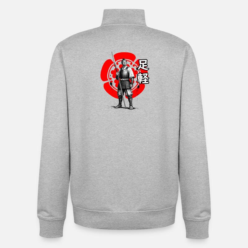Ashigaru du clan Oda, période Sengoku - Sweat zippé unisexe en coton bio Stanley/Stella - gris chiné