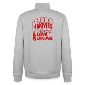Horror Movies Are My Love Language - Unisex Organic Zip Sweatshirt by Stanley/Stella - heather grey - Back - AI Model Male 185 light (185cm)