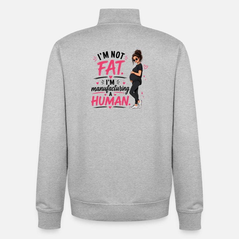 I'm Not Fat I'm Manufacturing A Human - Unisex Organic Zip Sweatshirt von Stanley/Stella - Grau meliert