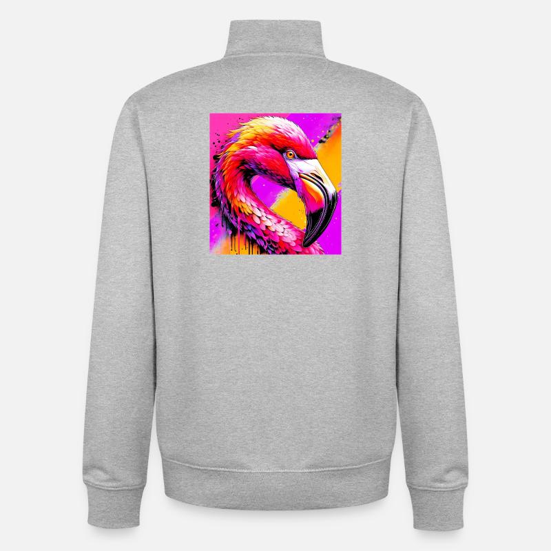 Flamingo - Unisex Organic Zip Sweatshirt von Stanley/Stella - Grau meliert