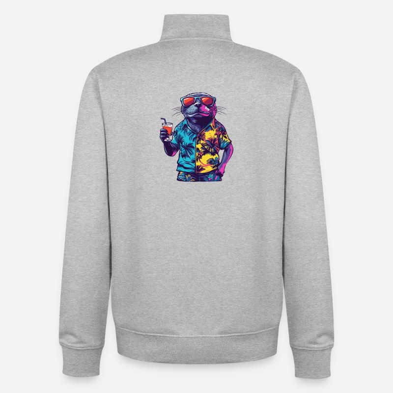 Robbe Comic Sommer - Unisex Organic Zip Sweatshirt von Stanley/Stella - Grau meliert