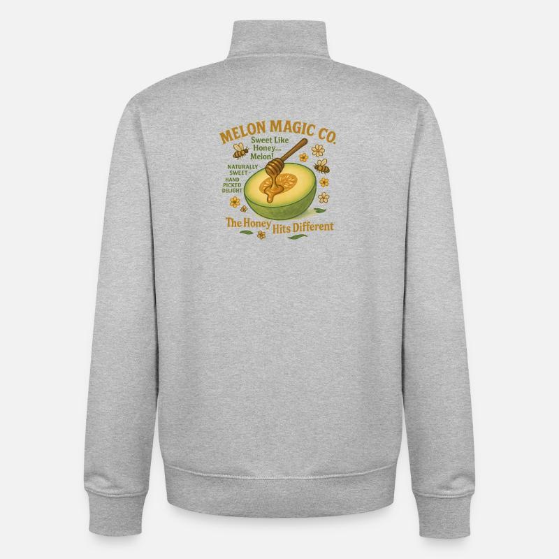 Melon Honey Magic Illustration - Unisex Organic Zip Sweatshirt by Stanley/Stella - heather grey