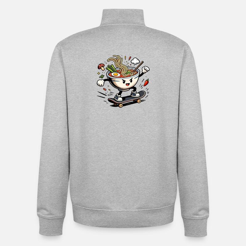 I can't I ramen - Unisex Organic Zip Sweatshirt by Stanley/Stella - heather grey