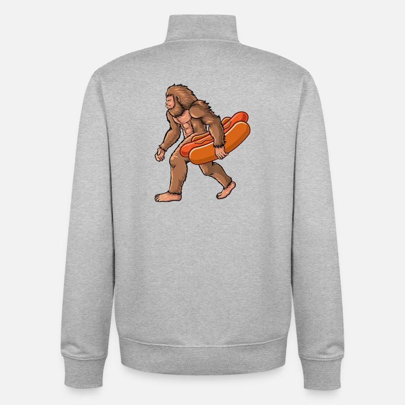 Randonnée du Bigfoot à hot-dog - Sweat zippé unisexe en coton bio Stanley/Stella - gris chiné