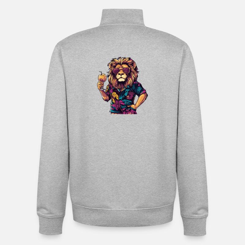 Lion Comic Summer - Sweat zippé unisexe en coton bio Stanley/Stella - gris chiné