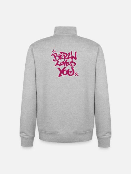 Berlin loves you graffiti style - Unisex Organic Zip Sweatshirt by Stanley/Stella - heather grey