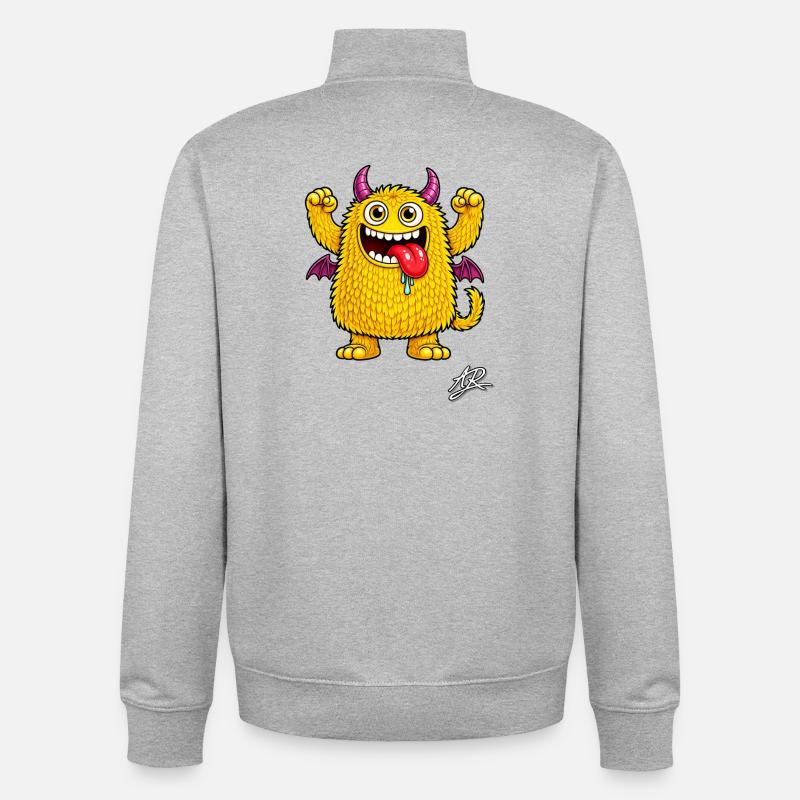 Orange Monster - Unisex Organic Zip Sweatshirt by Stanley/Stella - heather grey