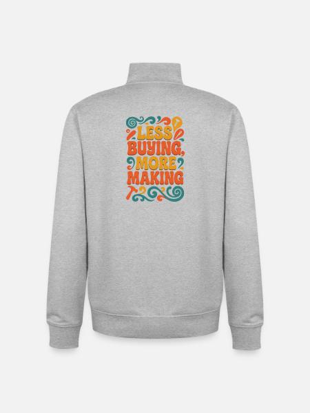 Buy Less | Upcycling DIY - Unisex Organic Zip Sweatshirt by Stanley/Stella - heather grey