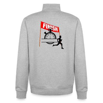 Zielzeit des Läufers – Persönlicher Rekord - Unisex Organic Zip Sweatshirt von Stanley/Stella - Grau meliert - Hinten - AI Model Male 185 light (185cm)