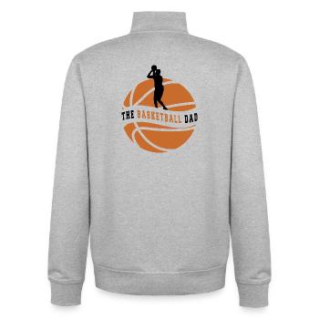 The Basketball Dad - Sweat zippé unisexe en coton bio Stanley/Stella - gris chiné - Dos - AI Model Male 185 light (185cm)