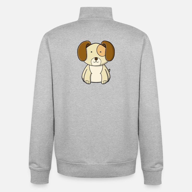 chiot mignon - Sweat zippé unisexe en coton bio Stanley/Stella - gris chiné