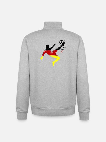 Overhead kick Germany Football - Unisex Organic Zip Sweatshirt by Stanley/Stella - heather grey