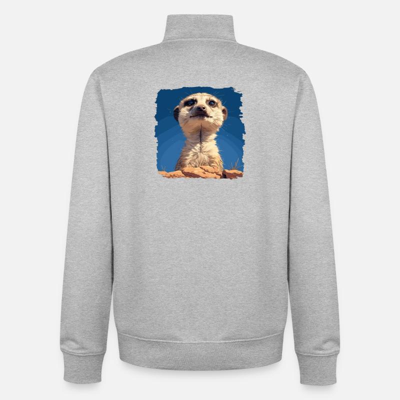 Suricate Erdmännchen - Sweat zippé unisexe en coton bio Stanley/Stella - gris chiné
