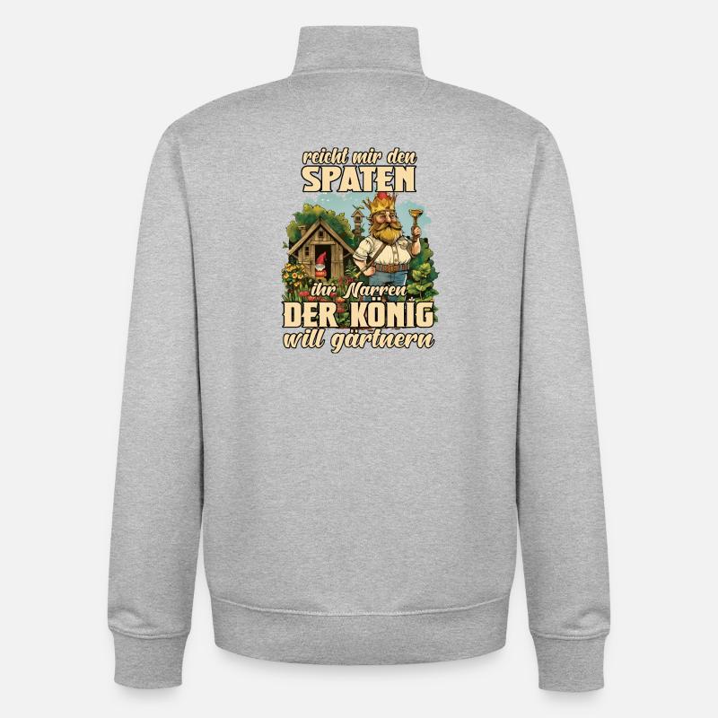 Kleingarten Gartenkönig Gartenzwerg Gärter - Unisex Organic Zip Sweatshirt von Stanley/Stella - Grau meliert