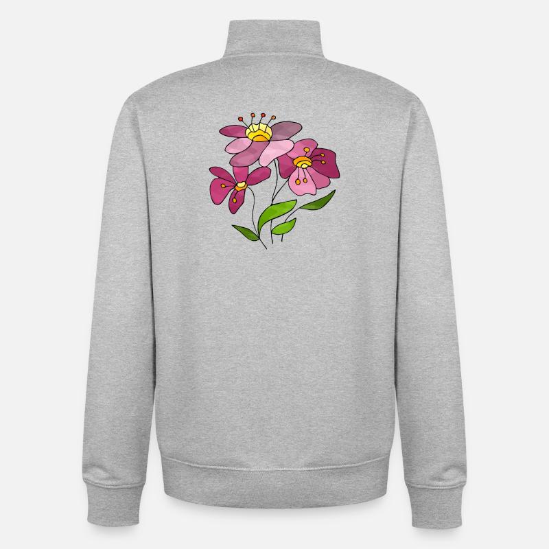 Fleur - Sweat zippé unisexe en coton bio Stanley/Stella - gris chiné