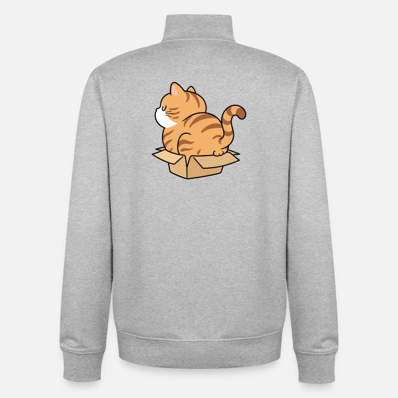 Katzenkind im Karton - Unisex Organic Zip Sweatshirt von Stanley/Stella - Grau meliert