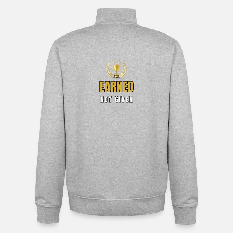 Earned Not Given - Unisex Organic Zip Sweatshirt by Stanley/Stella - heather grey