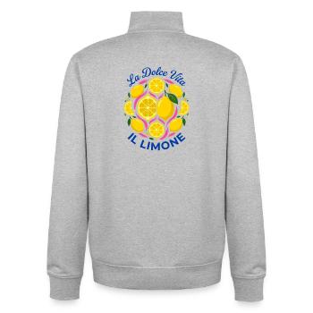 La Dolce Vita Il Limone Citrons Été Italien - Sweat zippé unisexe en coton bio Stanley/Stella - gris chiné - Dos - AI Model Male 185 light (185cm)