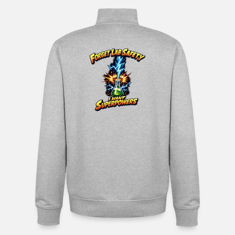Forgetting lab safety – superpowers - Unisex Organic Zip Sweatshirt by Stanley/Stella - heather grey
