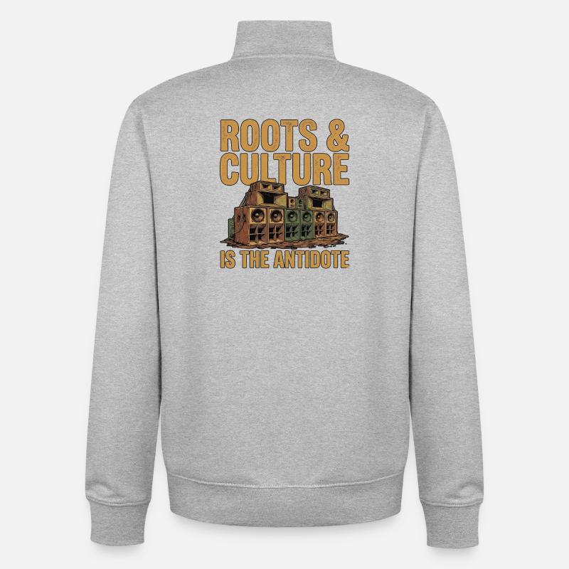 Les racines sont l’antidote - Sweat zippé unisexe en coton bio Stanley/Stella - gris chiné