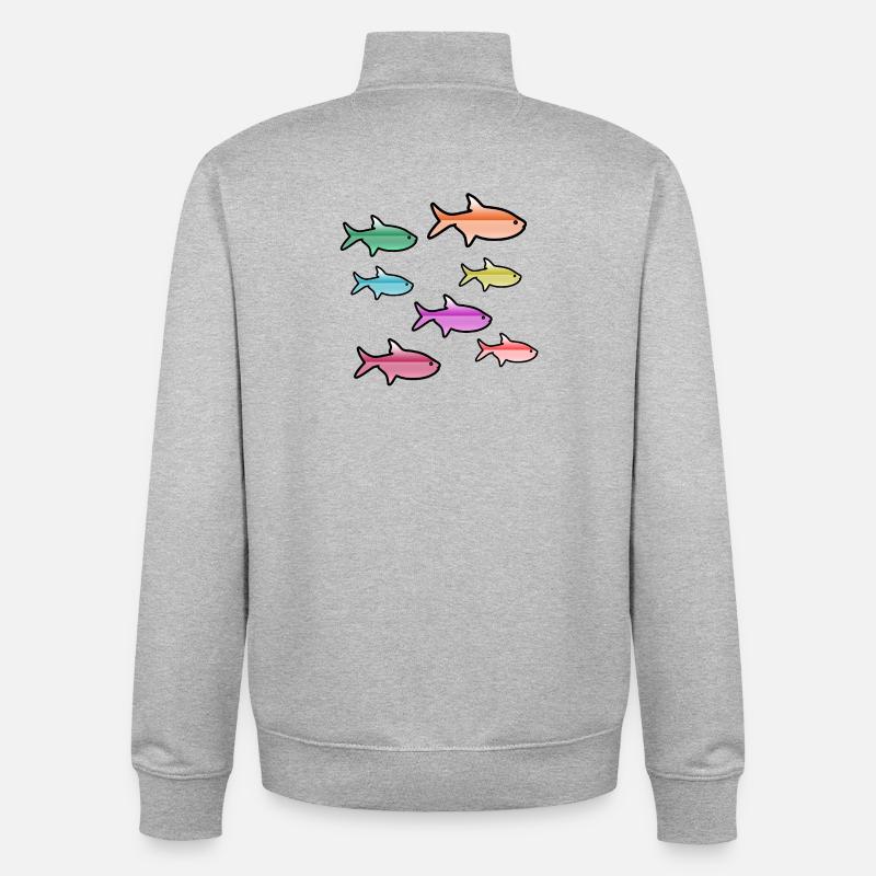 Poissons - Sweat zippé unisexe en coton bio Stanley/Stella - gris chiné