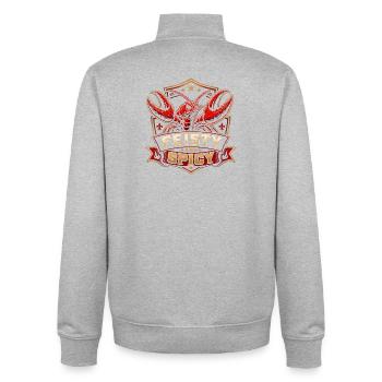 Nourriture épicée et épicée pour femmes - Sweat zippé unisexe en coton bio Stanley/Stella - gris chiné - Dos - AI Model Male 185 light (185cm)