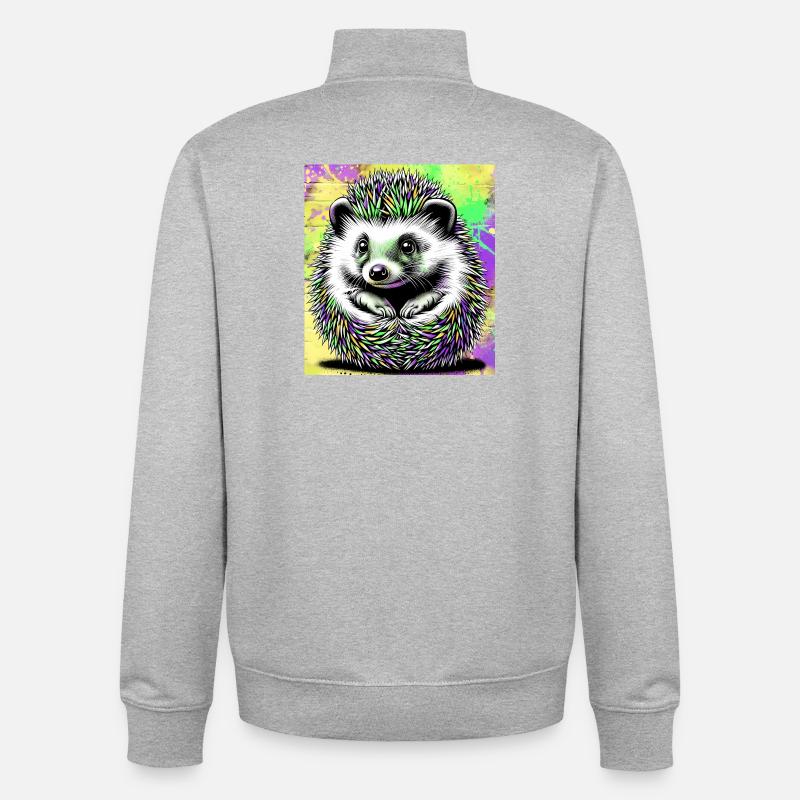 hérisson - Sweat zippé unisexe en coton bio Stanley/Stella - gris chiné