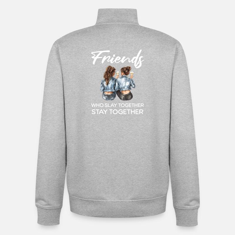 Les amis tuent ensemble - Sweat zippé unisexe en coton bio Stanley/Stella - gris chiné