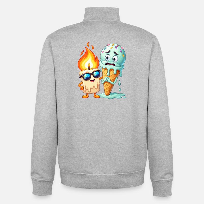 Duo glace Flammenfreund - Sweat zippé unisexe en coton bio Stanley/Stella - gris chiné